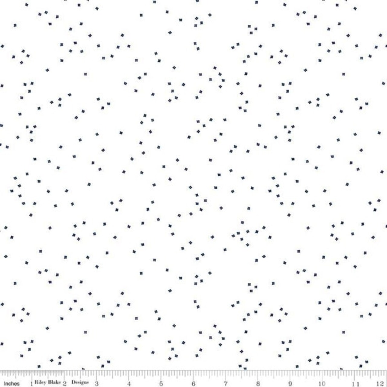 Blossom in Navy on White (c730-navy) | Blossom | Christopher Thompson | Riley Blake